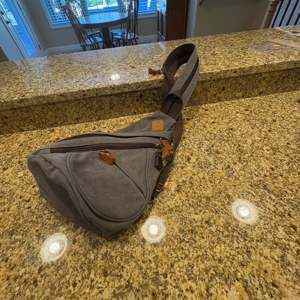 LoveVook Men's Sling Gray Canvas Convertible Backpack Unisex Daypack